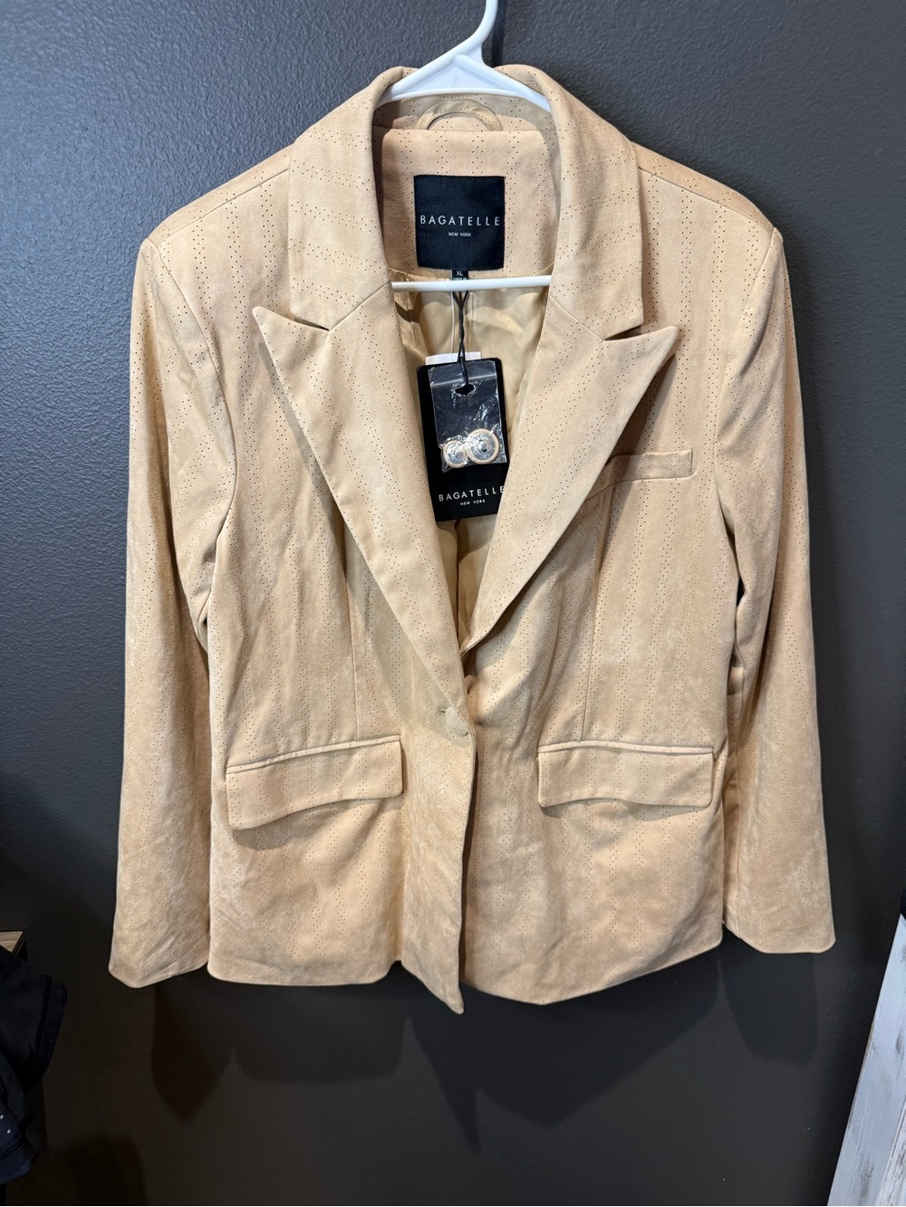 bagatelle Beige Perforated Suede Blazer